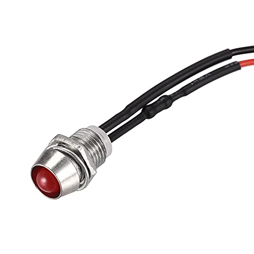 uxcell LED gösterge ışığı AC / DC 24 V 8mm Paneli Dağı Kırmızı LED Sinyal Lambası Metal Kabuk 10 Adet