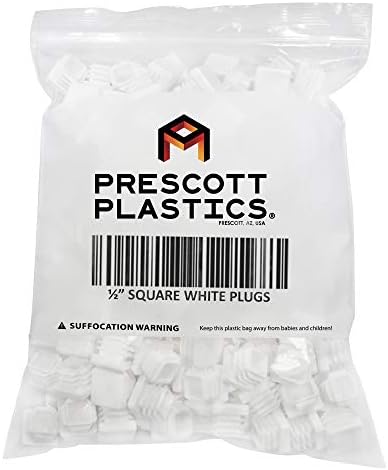 Prescott Plastics 10 Paket: Kare Beyaz Plastik Fiş, Boru Uç Kapağı, Dayanıklı Sandalye Kayma (.50 (1/2) OD)