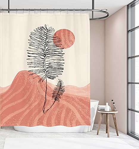 D & M Soyut Duş Perdesi Modern, Banyo için Boho Duş Perdesi Güneş, Minimalist Duş Perdesi Kumaş Kız Sanat Banyo Aksesuarları