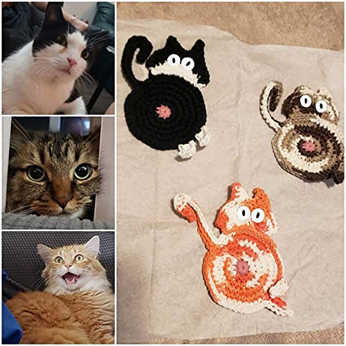 Kedi Popo Bardak, İçecekler için Bardak Ev Dekorasyon Kişiselleştirilmiş Dekorasyon Sevimli Tığ Coaster Kedi Popo Tığ İçecek