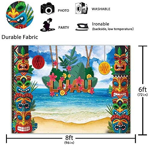Funnytree 8X6FT Yumuşak Kumaş Luau Zemin Hawaii Aloha Parti Fotoğraf Arka Plan Tropikal Yaz Parti Banner Plaj Palmiye Yaprakları