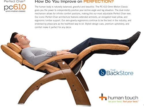 Mükemmel Sandalye İnsan dokunmatik PC-610 Omni-Motion Güç Siyah Mat Sıfır Yerçekimi Recliner + Yeşim ısı terapi seti-Siyah Premium