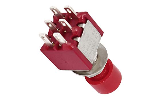 Aexıt Kırmızı 6 Anahtarları Pin DPDT ON/ON Anlık basmalı düğme Anahtarı AC 120 V 5A Ayak Anahtarları 250 V 2A