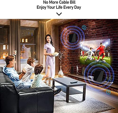 TV Anteni-Güçlendirilmiş HD Dijital TV Anteni, 300 Mil Menzile Kadar Kapalı TV Anteni, Uyumlu 4K 1080P Tüm Eski TV'ler ve Akıllı
