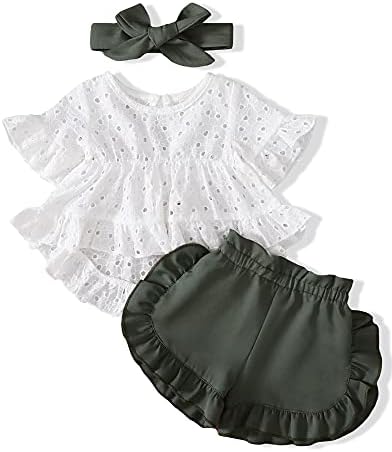 Yenidoğan Bebek Kız Giysileri Yaz Bebek Kız Toddler Kıyafet Fırfır Çiçek Halen Pantolon Bandı 3 adet Giyim Seti
