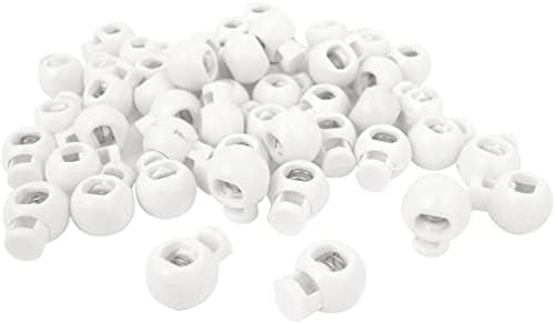 EuısdanAA Plastik Halat Kordon Kilitleri Biter Tıpalar 8mm x 6mm 50 adet Beyaz(Cuerda de plástico Cierre de cordones Tapones