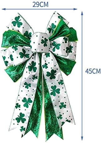Soochat Aziz Patrick Günü Çelenk Yay Glitter Yeşil Yonca Ilmek İrlandalı Tatil El Sanatları Hediye Şerit Yay Süsler için Aziz