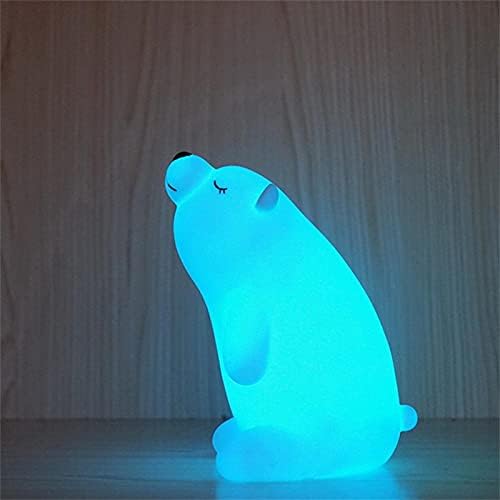 Kutup ayısı gece lambası Çocuklar için Sevimli Renk Değiştirme Silikon Bebek gece lambası Dokunmatik Sensör ile Taşınabilir şarj