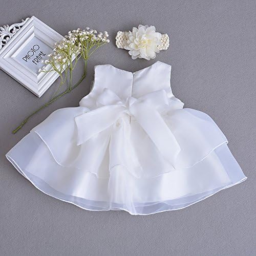 Yenidoğan Bebek Kız Vaftiz Vaftiz Elbisesi Düğün Resmi Elbise ile Kafa Bandı