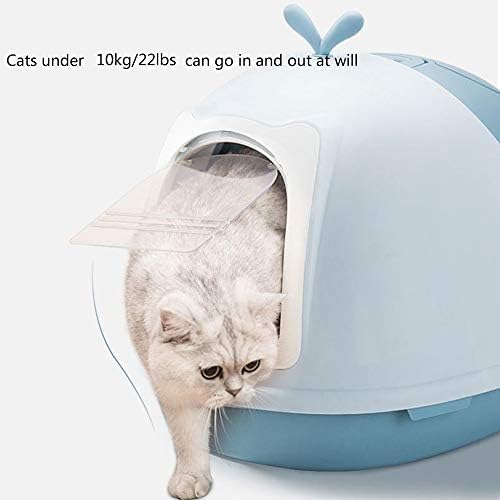 WSXG Kedi Kum kabı, Tamamen Kapalı Pet Tepsi Tuvalet Büyük Mavi Kepçe ile Granüller Dışarı Getirmek Önlemek Kediler için Uygun