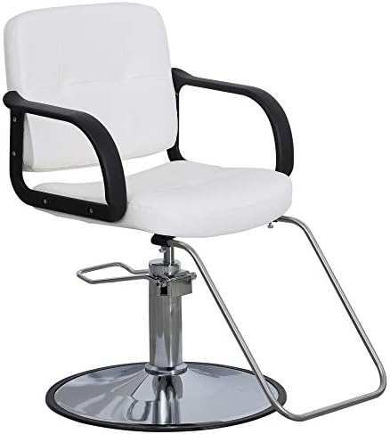 BarberPub Klasik Hidrolik Berber Koltuğu Salon Güzellik Spa Styling Sandalye 8837 (Beyaz)