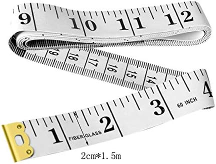 Çift Taraflı Vücut ölçüm cetveli Dikiş Kumaş Terzi Bant Yumuşak Bant Ölçmek için Göğüs / Bel Çevresi, 60 inç / 150 cm Beyaz,