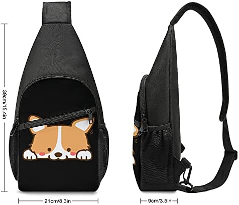 Sevimli köpek Corgi Sling Crossbody sırt çantası omuz çantası rahat sırt çantası açık Bisiklet yürüyüş seyahat için