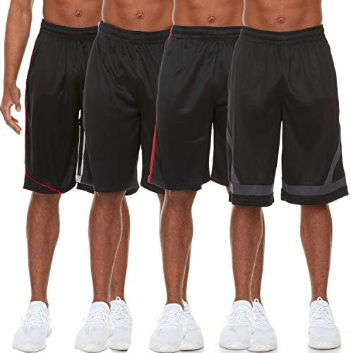 Erkekler için Atletik Şort-4 Paket erkek Aktif Giyim Hızlı Kuru basketbol şortu-Egzersiz, Spor Salonu, Koşu