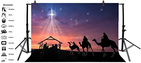 AOFOTO 5x3ft Istikrarlı Doğuş Sahne Arka Plan Parlak Yıldız Doğum Mesih İsa Develer Koyunlar Kroki Yemlik Sahne Arka Plan Kilise