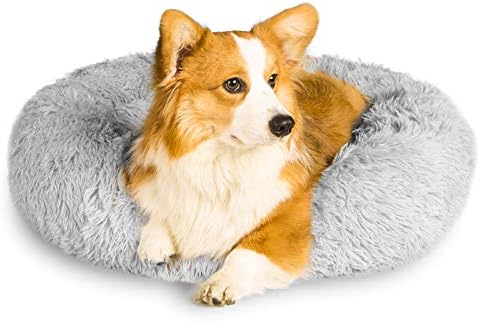 Küçük ve Orta Köpekler için Breeze Touch Sakinleştirici Köpek Yatağı, Rahat Çörek Köpek Yatağı, Kabarık Yuvarlak Evcil Hayvan