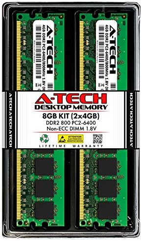 A-Tech 4 GB (2x2 Gb) DDR2 667 MHz DIMM PC2-5300 1.8 V CL5 240-Pin Olmayan ECC UDIMM Masaüstü RAM Bellek Yükseltme Kiti
