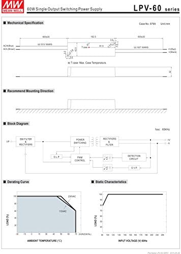 [PowerNex] Ortalama Kuyu LPV-60-36 36 V 1.67 A 60 W Tek Çıkış LED Anahtarlama Güç Kaynağı