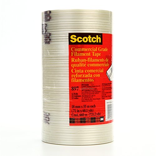 Scotch Filament Bant 897, Şeffaf, 18 mm x 55 m, 5 mil