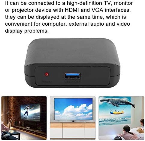 Lazmin112 Video Dönüştürücü, USB3.0 Video Dönüştürücü Dönüştürücü Dönüştürücü Desteği 1080 P USB3. 0 HDMI+VGA Adaptörü için Windows