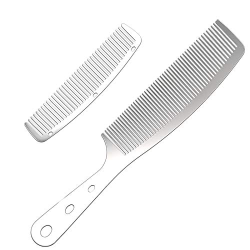2 adet Metal Anti Statik Berber Taraklar Paslanmaz Çelik Saç Tarak Kesme Tarak seti Saç Şekillendirici Kuaförlük Tarak Erkekler