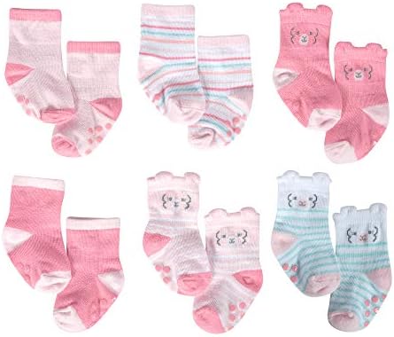 JUST BORN baby-girls Just Born Baby Girls '6'lı Lil' Lama Kıpırdatmaya Dayanıklı Çoraplar