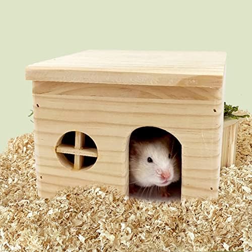 JENPECH Hamster Evi-Dayanıklı Ahşap Hamster Yuva Evi Ahşap Kulübe ve Kale Küçük Hayvan Oyun Alanı Çiğnemek Oyuncak Cüce Hamster