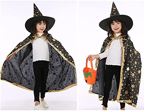 Çocuklar İçin cadılar bayramı Kostümleri, cadı Pelerin Şapka Sahne Seti İle Çocuklar için Erkek Kız Cadılar Bayramı Cosplay Parti