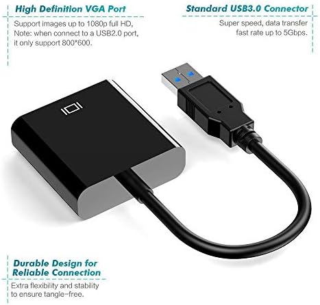 USB'den VGA Adaptörüne, USB 3.0/2.0'dan VGA Adaptörüne 1080P HD Çoklu Ekran Video Dönüştürücü, Windows ile Uyumlu 7 / 8 / 8.1/