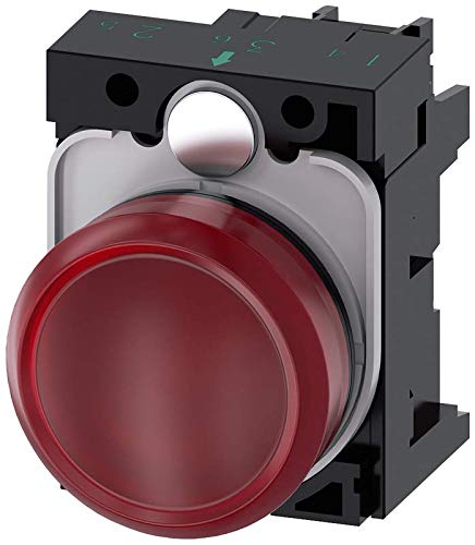 Siemens 3SU11026AA201AA0 Gösterge ışığı Ünitesi, 22 mm, Plastik, LED 24V AC / DC, Vidalı Terminal, Kırmızı