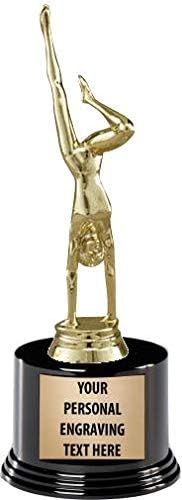 Taç Ödülleri Jimnastik Kupalar ile Özel Gravür, 7.25 Kişiselleştirilmiş Altın Jimnastikçi Trophy Üzerinde Deluxe Yuvarlak Bankası