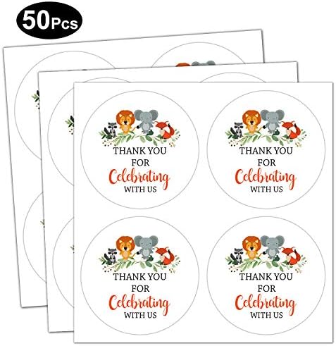 50 paket 2 İnç Bizimle Kutladığınız İçin Teşekkür Ederiz Çıkartmalar, Bebek Duşu Teşekkür Ederim Çıkartma Etiketleri, Ormanlık