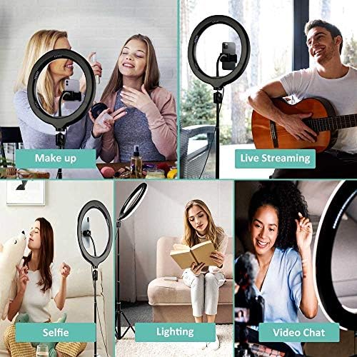 Tripod Standlı Selfie Halka Işık, Ayarlanabilir Cep Telefonu Tutuculu LED Daire Işığı, Canlı Yayın/Makyaj/YouTube Video/TikTok