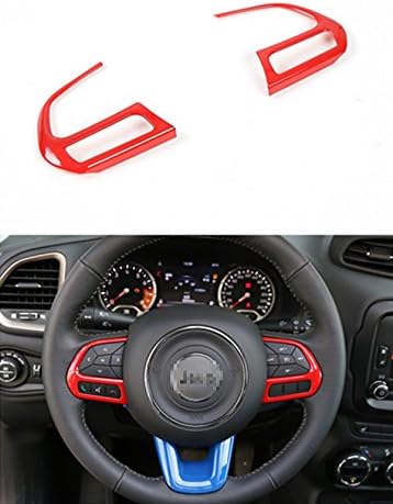 Dwindish 2 ADET Kırmızı ABS Araba Styling Oto Aksesuarları Iç Dekorasyon Direksiyon Düğmeleri Sequins Kapak Trim ıçin Jeep Renegade