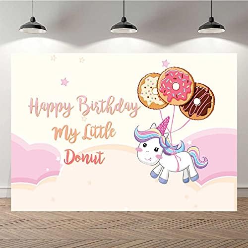 Hnlyy Pembe Unicorn Küçük Çörek Yıldız Bulut Çocuk Çocuk Doğum Günü Afiş Arka 300x210 cm