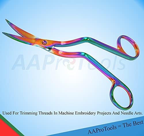 AAProTools Gökkuşağı Renk Makinesi Nakış Makas 6 Büyük Çift Kavisli Makas-Paslanmaz Çelik Nakış Malzemeleri