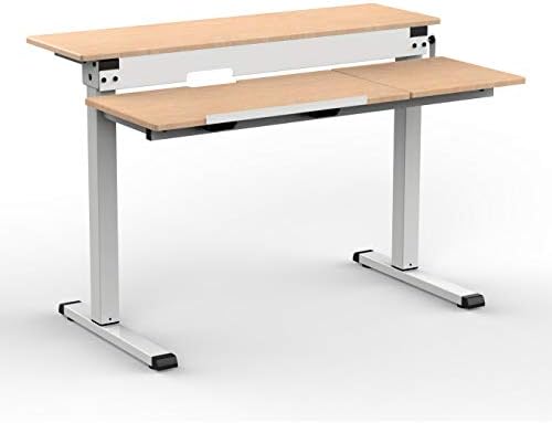 Stand Up Masası Mağaza 48 Krank Ayarlanabilir Yükseklik Bölünmüş Seviye Hazırlanması Masa Ergonomik Masası ile Monitör Raf (Beyaz