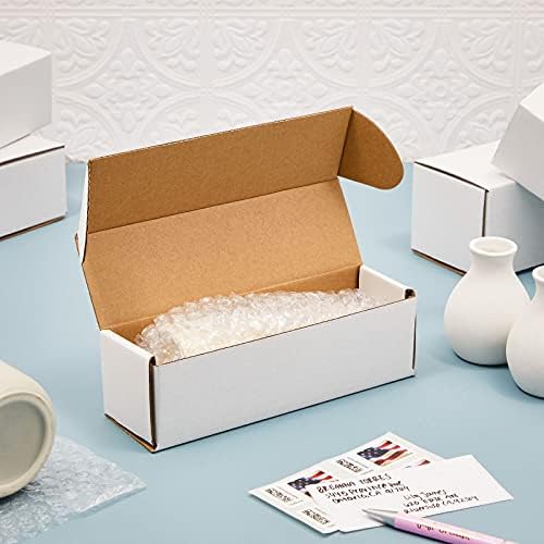 Beyaz Oluklu Nakliye Kutuları, Karton Postalar Katlanır Kapaklar (7x2x2 İnç, 50 Paket)