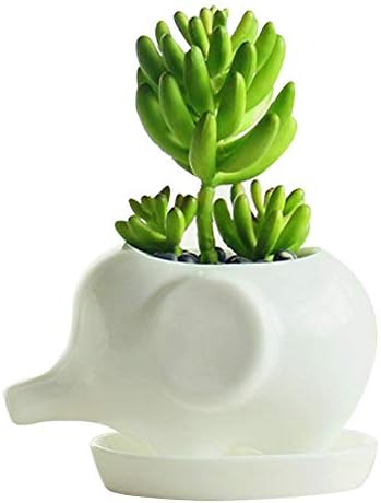 Hediye Prod 1 Adet 4 inç Fil Pot Beyaz Seramik Çiçeklik Tencere / Mini Çiçek Bitki Kapları Sevimli Hayvan Şekilli Karikatür Ekici