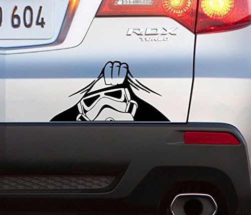 Stormtrooper Peeking Çıkartması Vinil Sticker Oto Araba Kamyon Duvar Dizüstü / Siyah / 4 Geniş